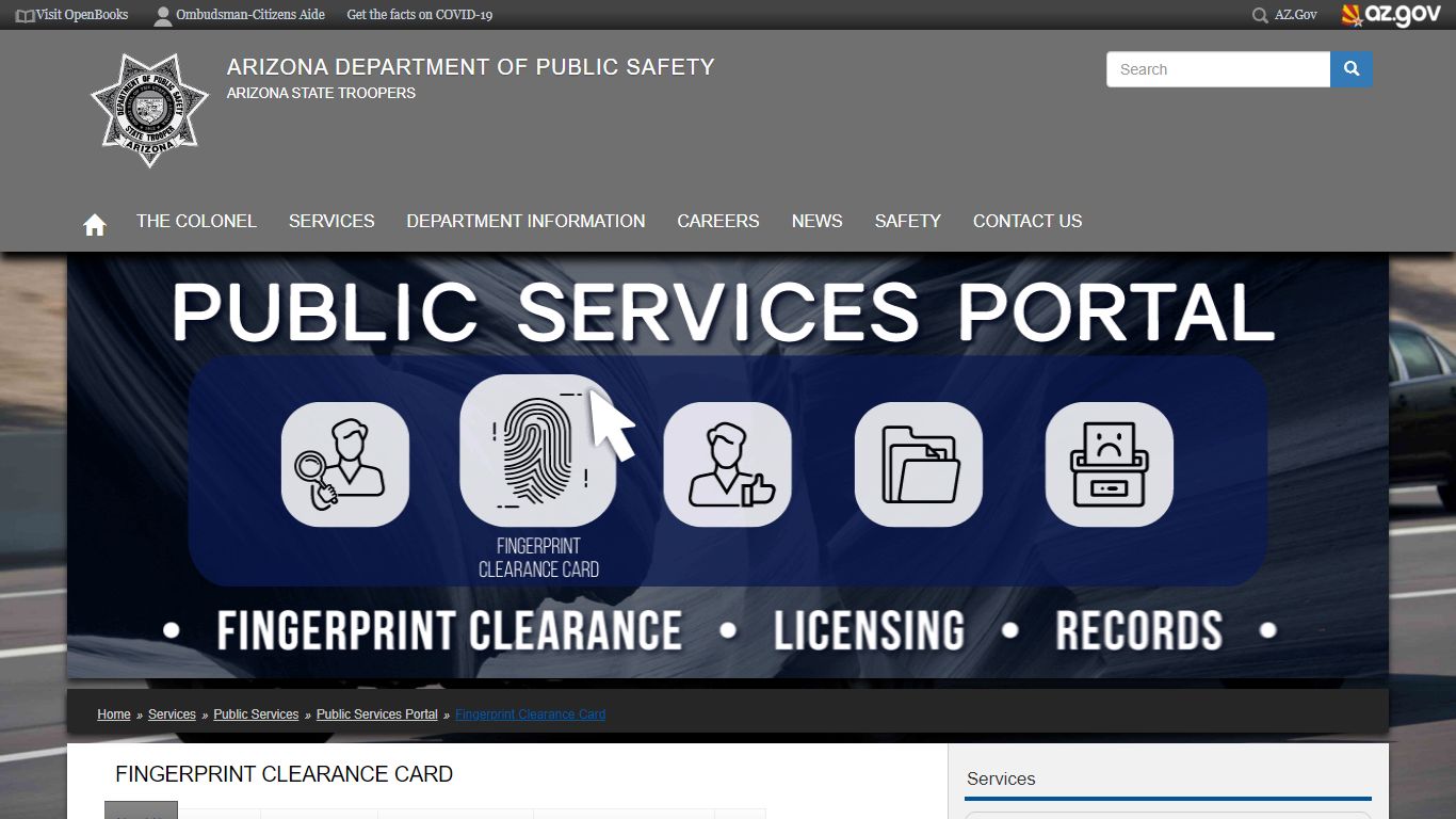 Fingerprint Clearance Card | Arizona Department of Public Safety